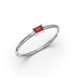 Solid White Gold Baguette Minimalist Promise Ring